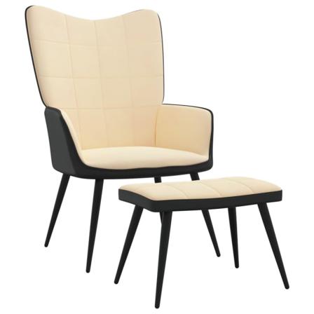 Vidaxl Vilstol Med Fotpall Gräddvit Sammet Och Pvc Creme