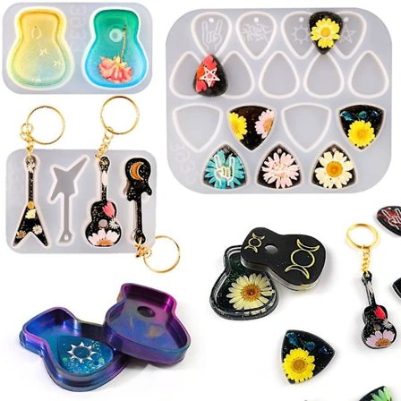 Gitarrplektrum i hartsform, gitarrplektrum i triangelform, silikonformar i harts och gitarrfodral i harts för gjutning, epoxihartsformar för 