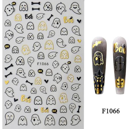 Halloween Negleklistermærker Sorte Kat Spøgelser Edderkop Spindelvæv Design Decals Holografiske Selvklæbende Slider Manikyr Kunst Og Dekoration F1066