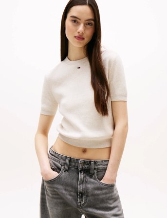 Tommy Jeans Tjw Essential Ss Sweater - Cream - XS