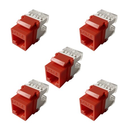 5 stykker Cat6 RJ45 Keystone Jacks Slim Profile, Ethernet Wall Jack Punch Down, Cat5e Keystone Modul Connector