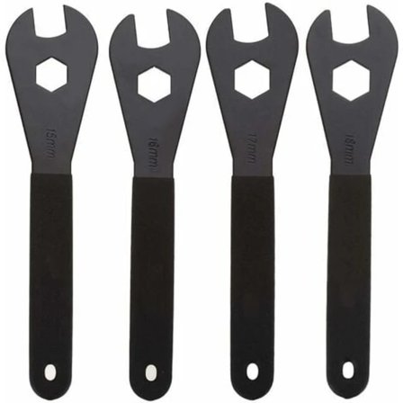 TS-Cykelnyckel - Skiftnyckel i kolstål, multifunktionellt och hållbart cykelreparationsverktyg (15 mm, 16 mm, 17 mm, 18 mm)