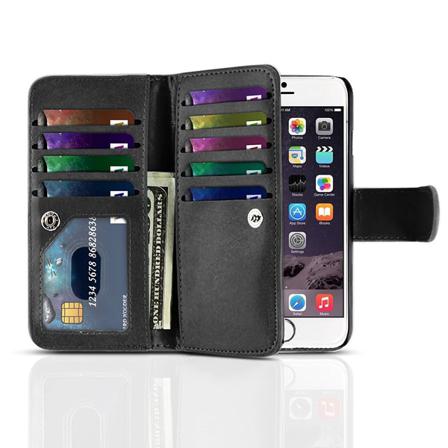 Iphone X & Xs Multi Plånboksfodral Med 9 Fack L Svart Svart