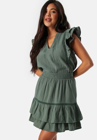 VILA Vitovan S/S flounce top Dark Green Klær
