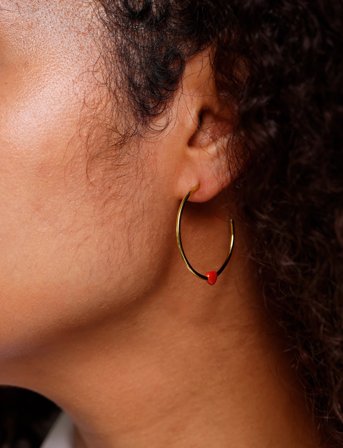 Design Letters Little Big Love Hoops (Set Of 2 Pcs) - Goldplated - Gold - ONE SIZE