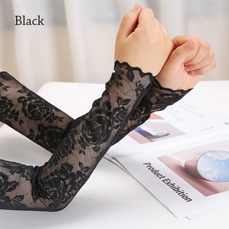 Lange blondehansker Fingerløse hansker SVART