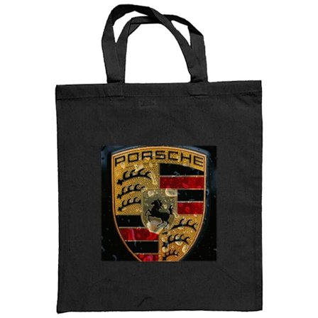 Stofpose Porsche logo plakat luksusbil mærke våbenskjold sportsvogn emblem Stuttgart klassisk retro design bil kunst