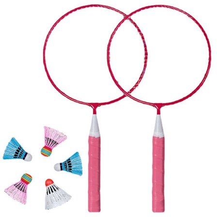 Junior Badminton Sæt, til Børn, 2 Forkortede Ketsjere 44 cm, 2 Fjerbolde, Betræk