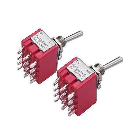 2-pack miniatyr vippströmbrytare 4PDT PÅ/PÅ 12 terminaler 2 positioner 5A 125V 2A 250V för bilinstrumentbräda MTS-402