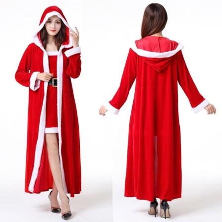 Julklänning Sexig Kvinnor Jultomte Kostym Finklänning Sexig Cosplay Kostym Festklänning Röda sammetsklänningar model 12
