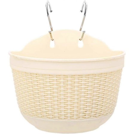 Muovinen riippuva kukkaruukku koukuilla puutarhaan, parvekkeelle, patiolle, ulkokäyttöön 21 x 13,5 cm, beige