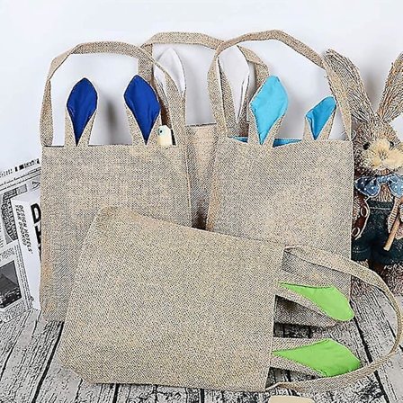 6 Pakk Påskekaninposer Jute Burlap Tote Eggjakt