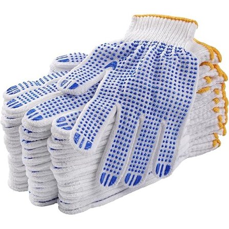 12 par skridsikre arbejdshandsker med dupper, bomuldsstrikhandsker til garage, lager og byggeri