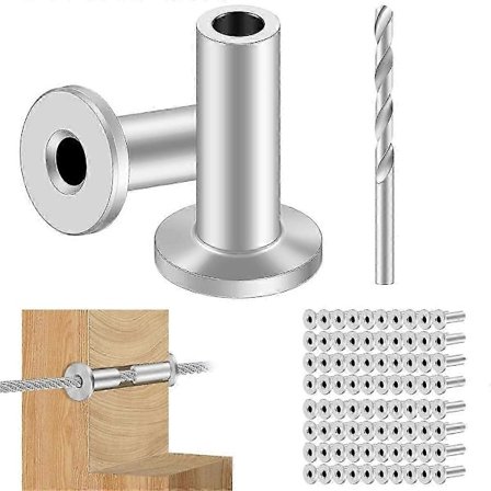 80 stk. beskyttelsesærmer i rustfrit stål, egnet til 1/8 tommer wire reb kabelrækværk, T316 marinekvalitet, egnet til træstolper A