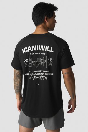 ICANIWILL - Stride Raglan Print T-shirt Men Black - Herre - ICIW
