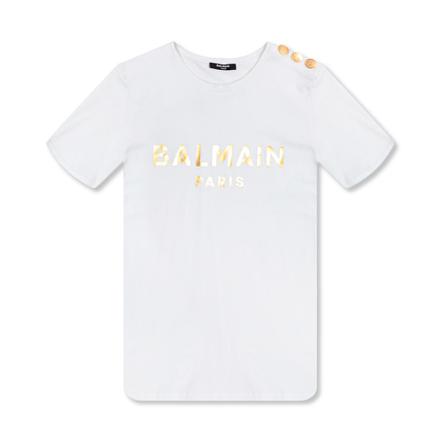 Balmain T-shirt with logo , Wit , Dames , Maat: XS