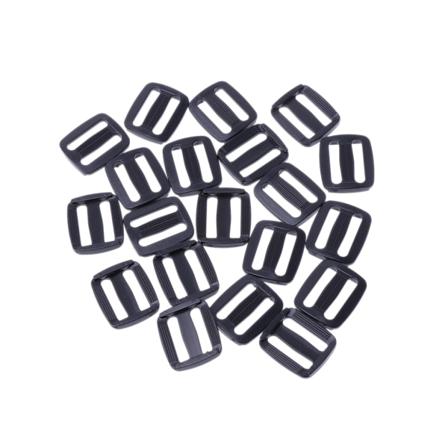 20 stk Plastic Black Curve Tri-Glide Slider Justerbar Spænde Til Tasker Webbing