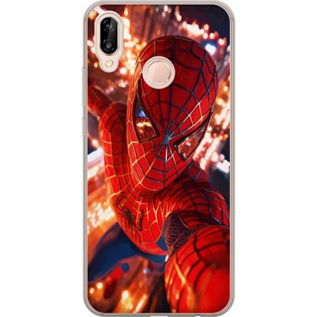 Yhteensopiva Puhelinkuori Huawei Huawei P20 lite Spider Man intensiivisessä toiminnassa välkkyvien valojen ja dynaamisen perspektiivin kera elokuvam
