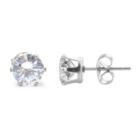 2-pack Silver Kristall Piercing Örhänge Piercingsmycke - 7mm