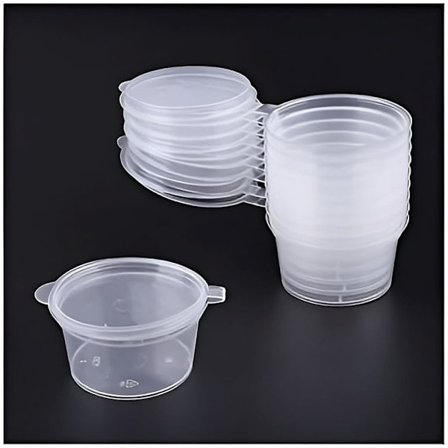 Reusable Plastic Jars *CHOOSE YOUR SIZE* | Round Plastic Food Containers | Small Sauce Containers with Lids | Sauce Cups Take Away | 1oz (35ml) 50-