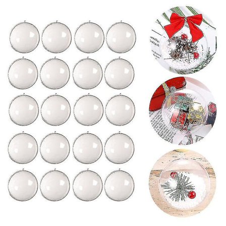 20 st julgranskulor i genomskinlig plast, fyllbara, juldekoration
