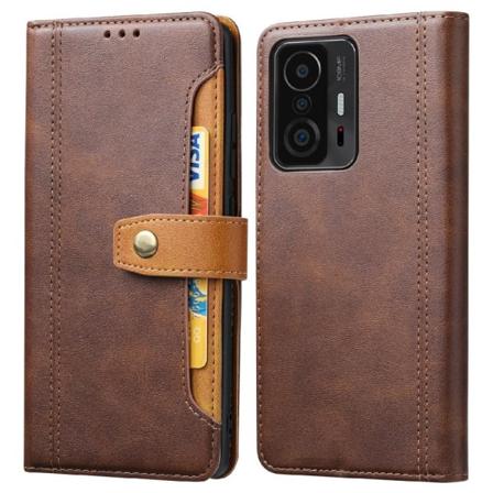 Xiaomi 11t / 11t Pro Fodral Läder Med Frontficka Brun