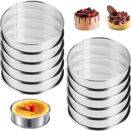 10 stk. smuldre ringe, 10 cm rustfrit stål engelsk muffin ring, nonstick rund ringform, dobbelt rullede kageringe dessert engelsk muffin ring