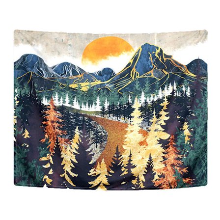 Vuoristo metsä puut seinävaate taide seinävaate auringonlasku seinävaate natura