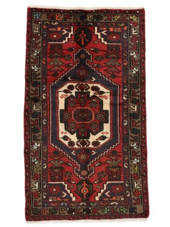 71X122 Tappeto Orientale Hamadan Nero/Rosso Scuro (Lana, Persia/Iran)