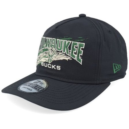 New Era - NBA Svart snapback Keps - Milwaukee Bucks Throwback Brush Black Strapback @ Hatstore
