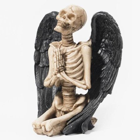 Dekorativ gåva knäböjande bevingade skelettfigurer, konstnärlig sk