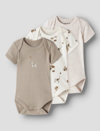 name it Nbnbody 3P Ss Animal Noos - Beige - 68