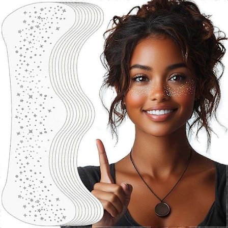 Glitter Freckles Ansiktstatovering, Glitter Freckles, Sparkle Makeup Patches-Gold-Face Glitter Speckles Pa