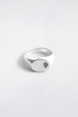COS Men's Indented Signet Ring in Silver-coloured