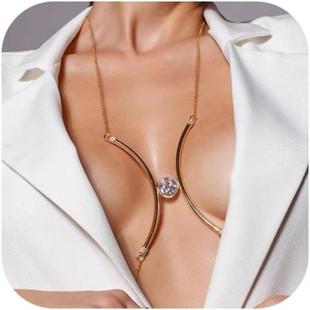 y Rhinestone Grønn Brystbrakett Kjede Bikini BH Kroppskjede Krystall Undertøy Kjede Festival Party Rave Undertøy Kroppssmykker for Kvinner Hvit pendan