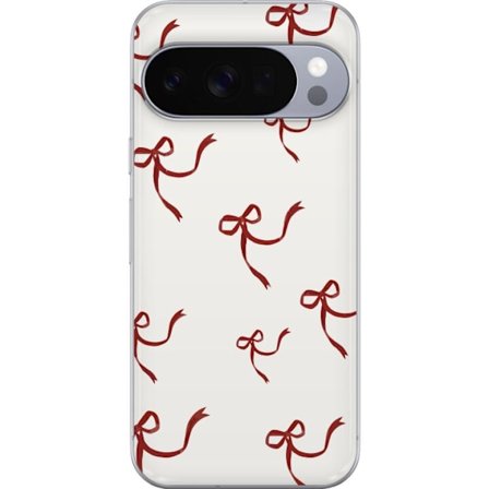 Kompatibel Mobilcover til Google Pixel 10 Pro Rød Bånd Mønster med røde silke bånd på lys baggrund perfekt til jule romantik og elegance