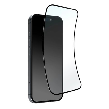 PURO FLEXIBLE GLASS D3O HYBRIDGLAS MED SORT RAMME TIL IPHONE 16 / IPHONE 15 / IPHONE 15 PRO