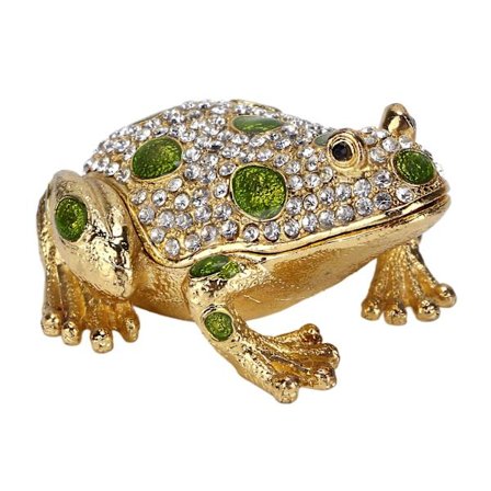 Rhinestone Frosk Smykkeskrin Malte Elektroplettert Frosk Figur Smykkeskrin Dekorasjoner