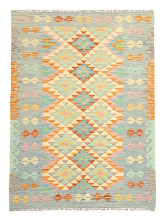 147X198 Tapis D'orient Kilim Afghan Old Style Vert/Orange (Laine, Afghanistan)