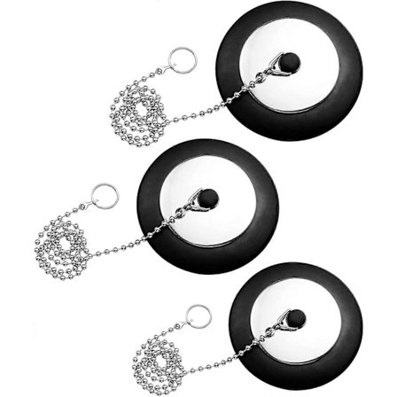 3 Stk. Vaskepropp Gummi med Kulekjede Badekar Kjøkkenvask Propp 40mm for Vask Servant Badekar Svart