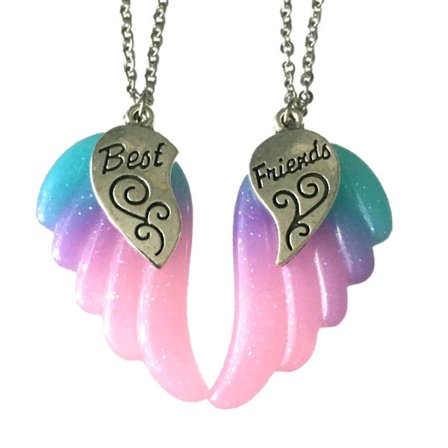 Necklace - Best Friend - Wing - Glitter - Two pieces