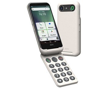 Doro Aurora A21, Bone - Enkel smartphone med vikbar bakgrundsbelyst knappsats