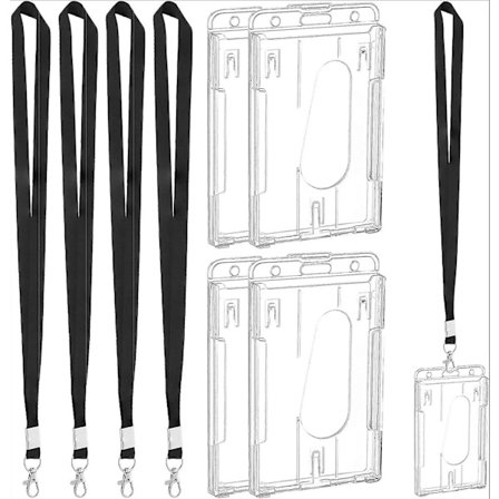 4 stk. 2 kort badgeholder id kreditkort etui gennemsigtig plastik arbejdsbadges beskytter med hurtig adgang tommelfinger slot