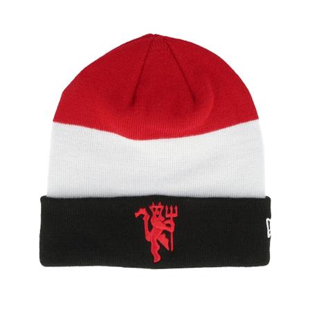 New Era - Football Svart cuff Lue - Manchester United Flag Beanie Black/White/Scarlet Cuff @ Hatstore
