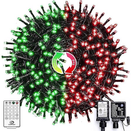91,5ft 250 LED farveskiftende Halloween-lyskæde. 15 tilstande Rød & Grøn Halloween-lys udendørs
