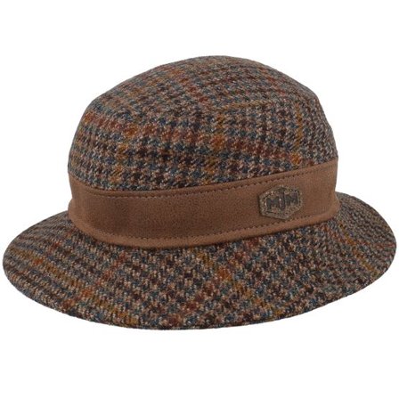 MJM Hats - Brun bucket Hatt - Max Virgin Wool/Cashmere Brown Check Bucket @ Hatstore