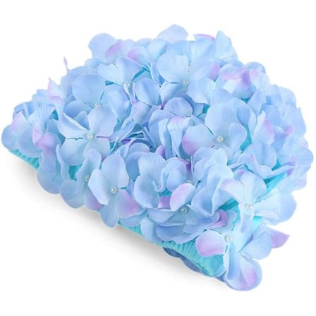 Blomsterblad Dame Badehette Svømmehette Kvinner Retro Badehette for Langt/Kort Hår, Blå