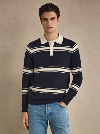 John Henric Men's Marineblauer Polopullover Size XS