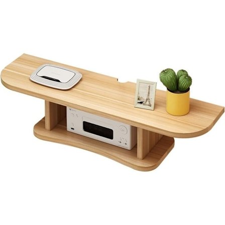 Flydende TV-skab, vægmonteret hylde til at skjule kabler, 2-lags medie konsol