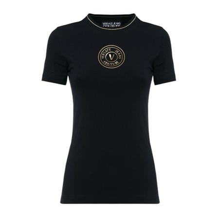 Versace Jeans Couture T-Shirt with small v-emblem print Sort, Dame